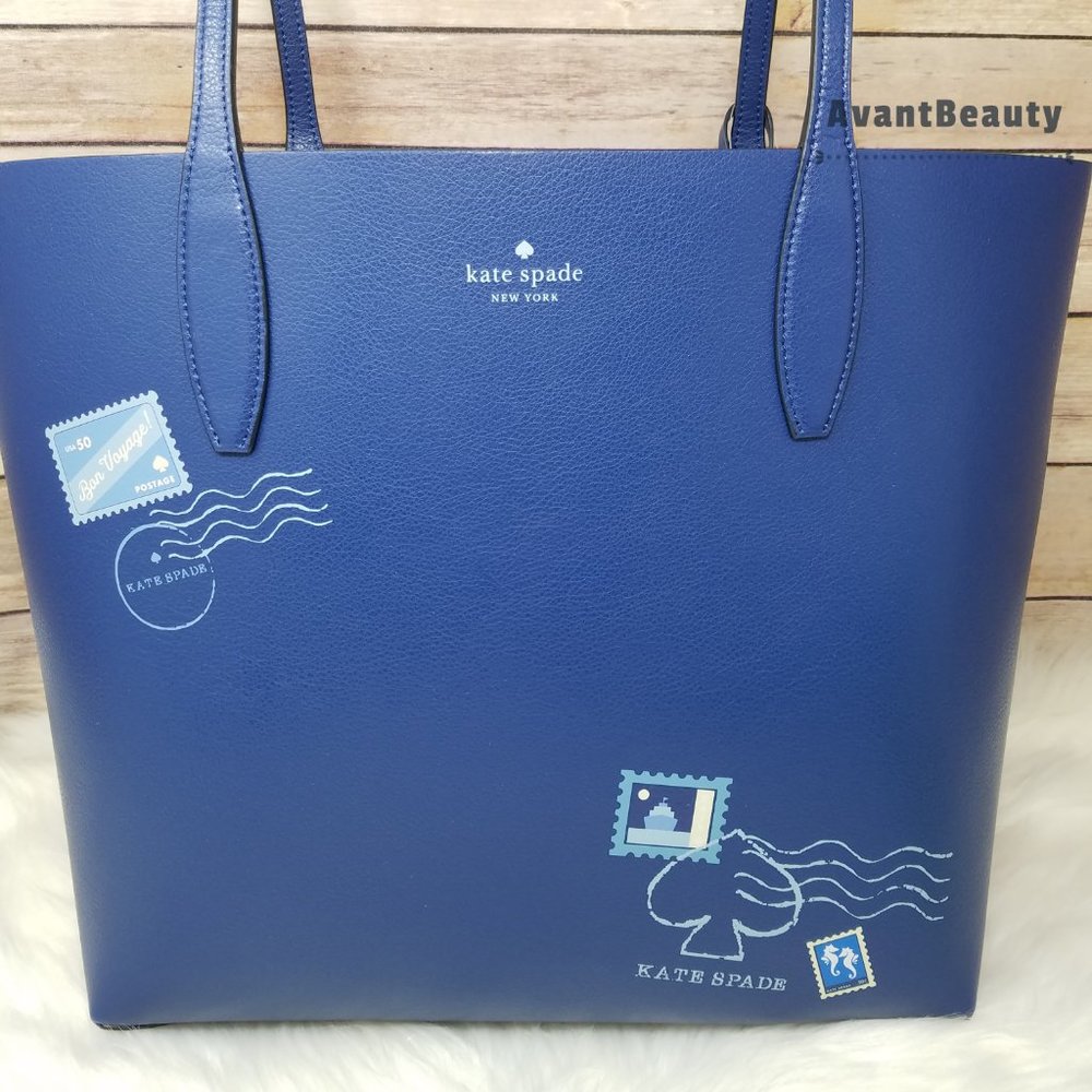 Kate Spade Large Reversible Tote Off The Grid Blue - Picture 3 of 16
